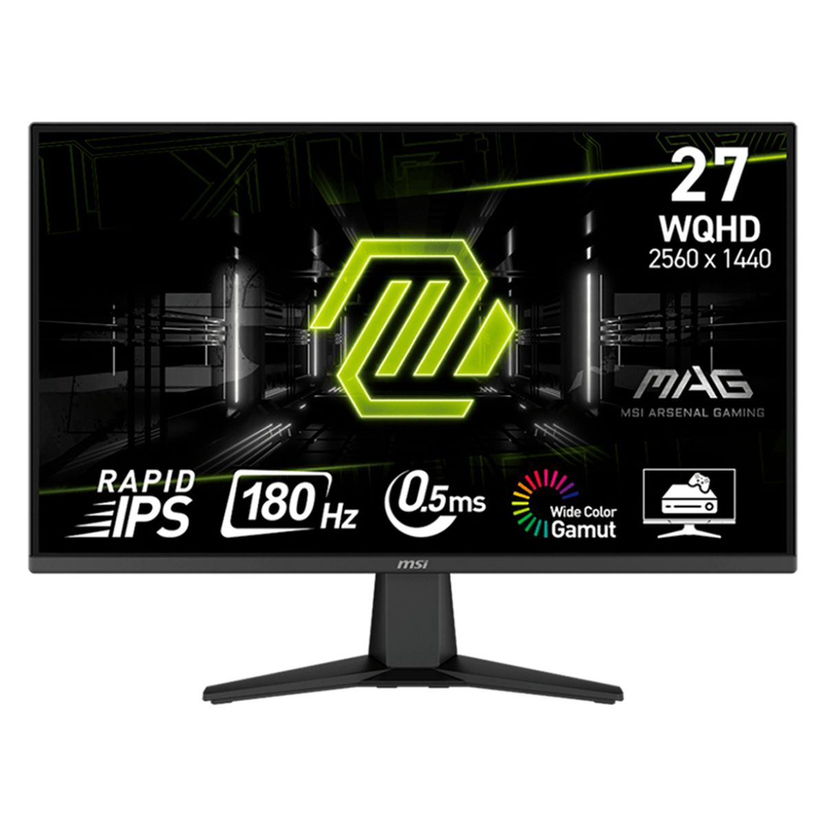 MSI - Monitor plano gaming MSI MAG-275QF, 27" WQHD Rapid IPS, 180 Hz, 0.5 ms, HDMI, DP