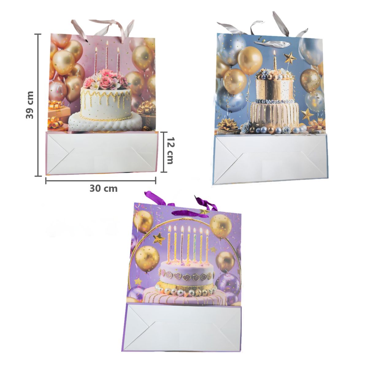 GENERICO - BOLSA DE REGALO 39CM CON 3 DISEÑOS