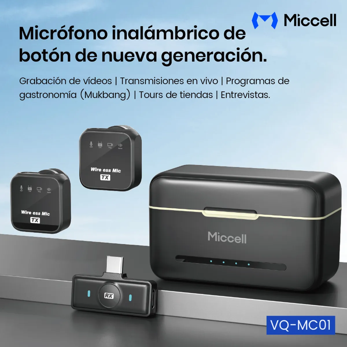 MICCELL - Miccell Micrófono Inalámbrico para Celular Plug and Play para Vlog y Grabación
