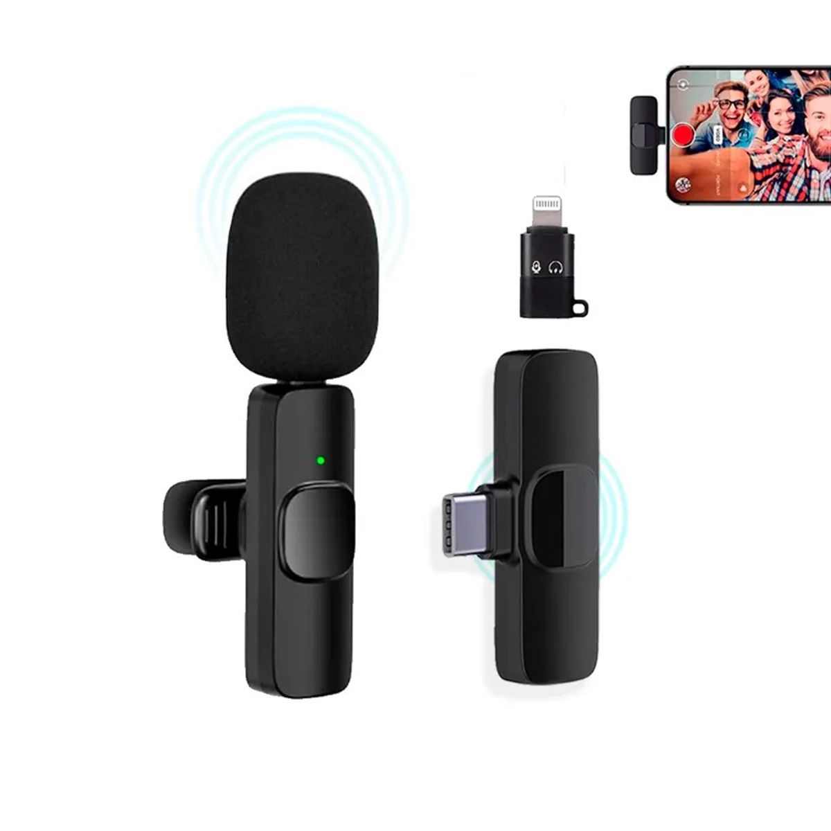 GENERICO - MICROFONO INALÁMBRICO  SOLA PERO K9 TIPO C A LIGHTNING