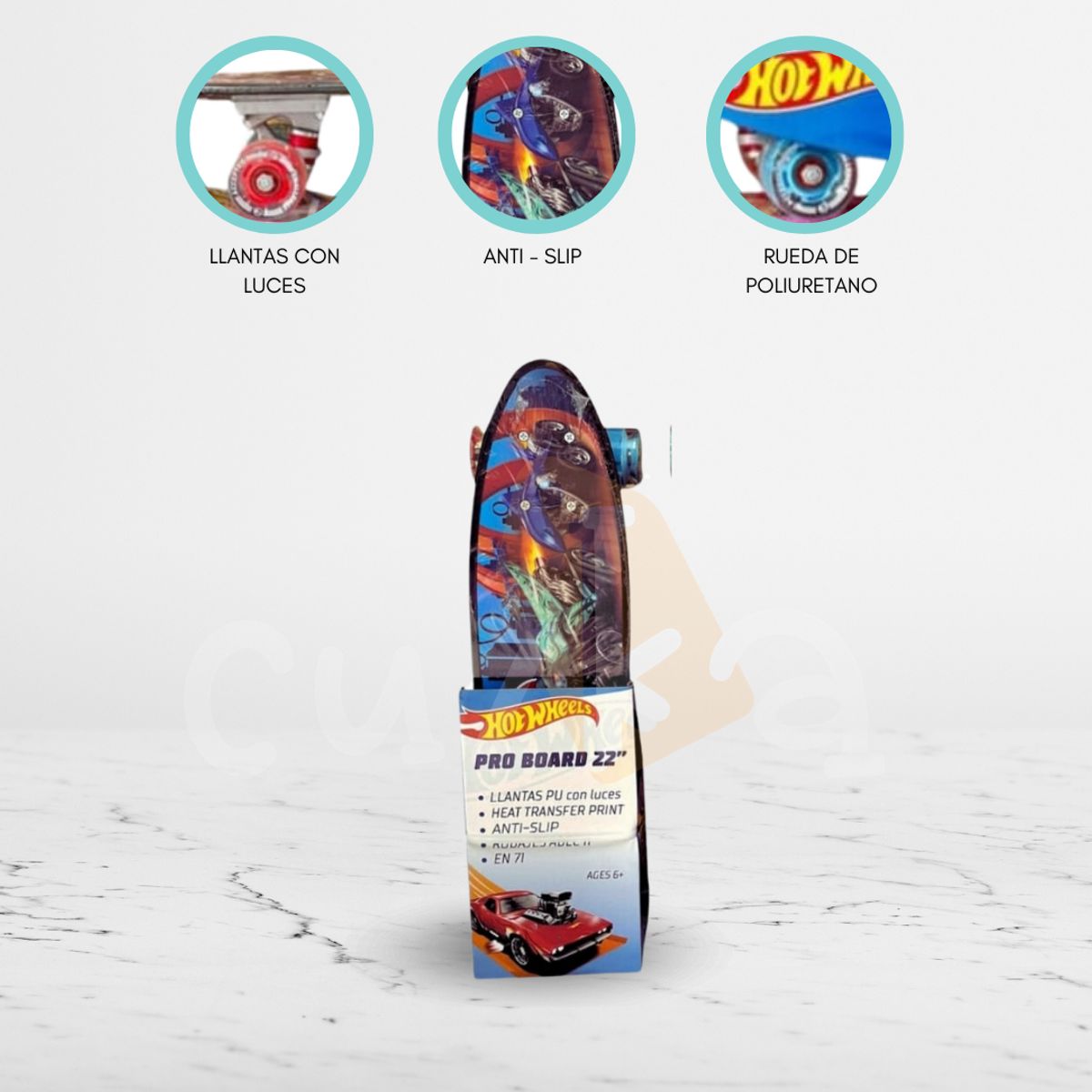 CUZKA - Skateboard para Niños «PENNY» 22″ Hot Wheels