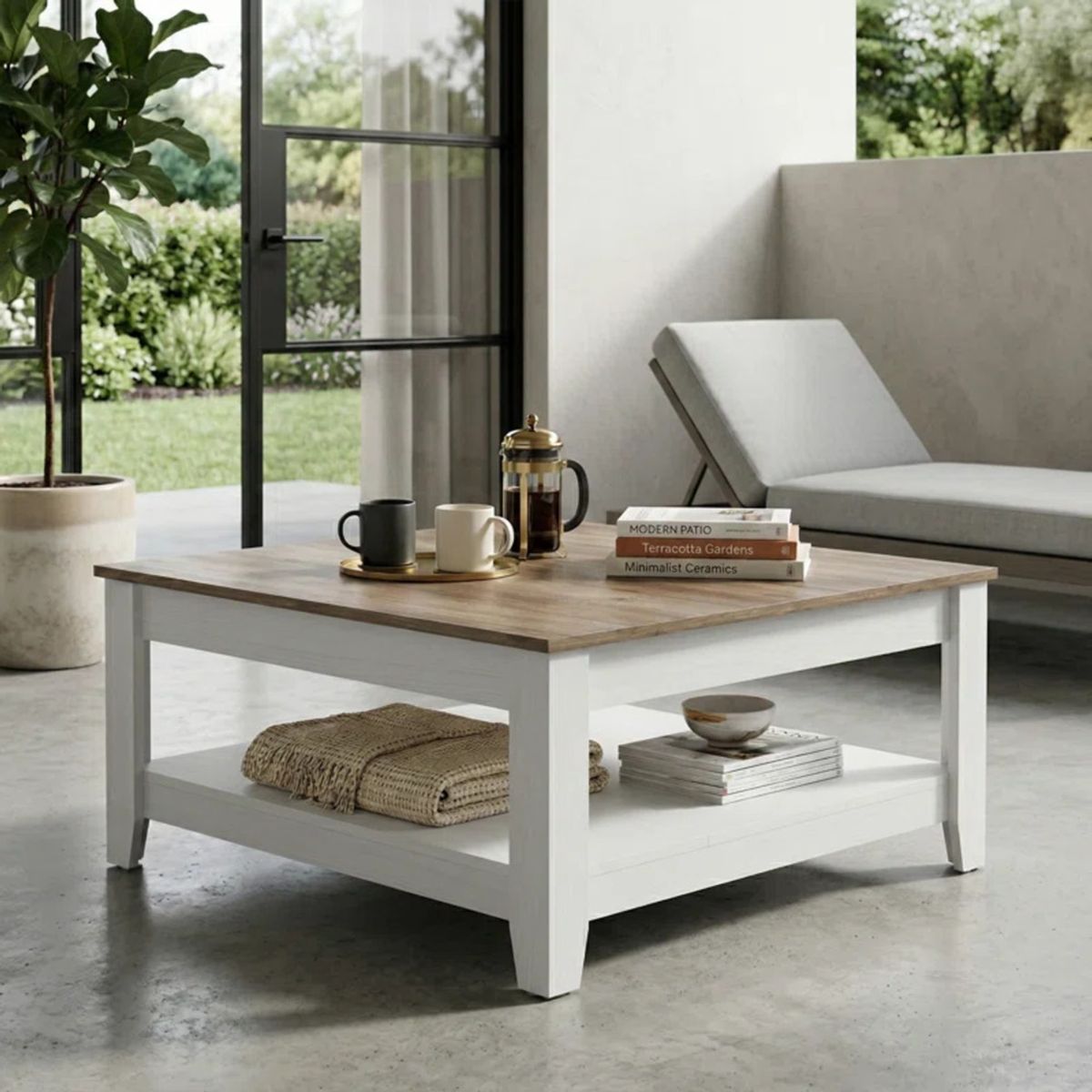 R&R MUEBLES - Mesa de Centro Kael Blanco y Marrón R&R MUEBLES