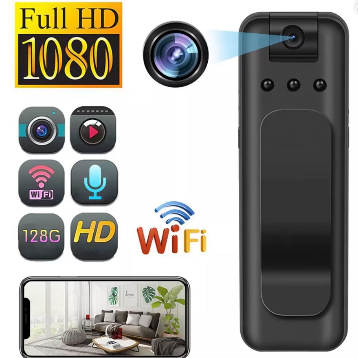 GENERICO - Mini Cámara HD 1080P Portátil  Grabadora de Video con Visión Nocturna