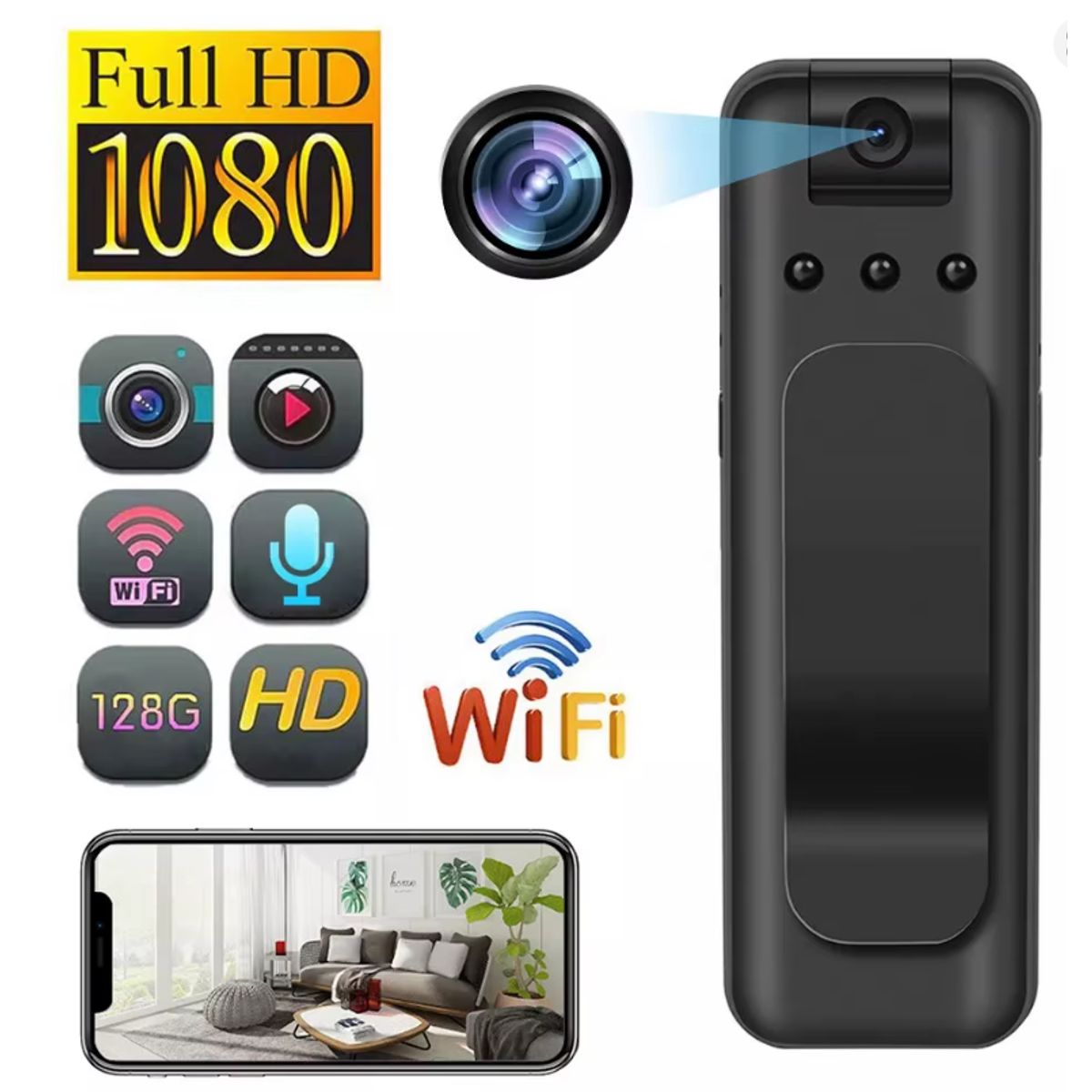 GENERICO - Mini Cámara HD 1080P Portátil  Grabadora de Video con Visión Nocturna