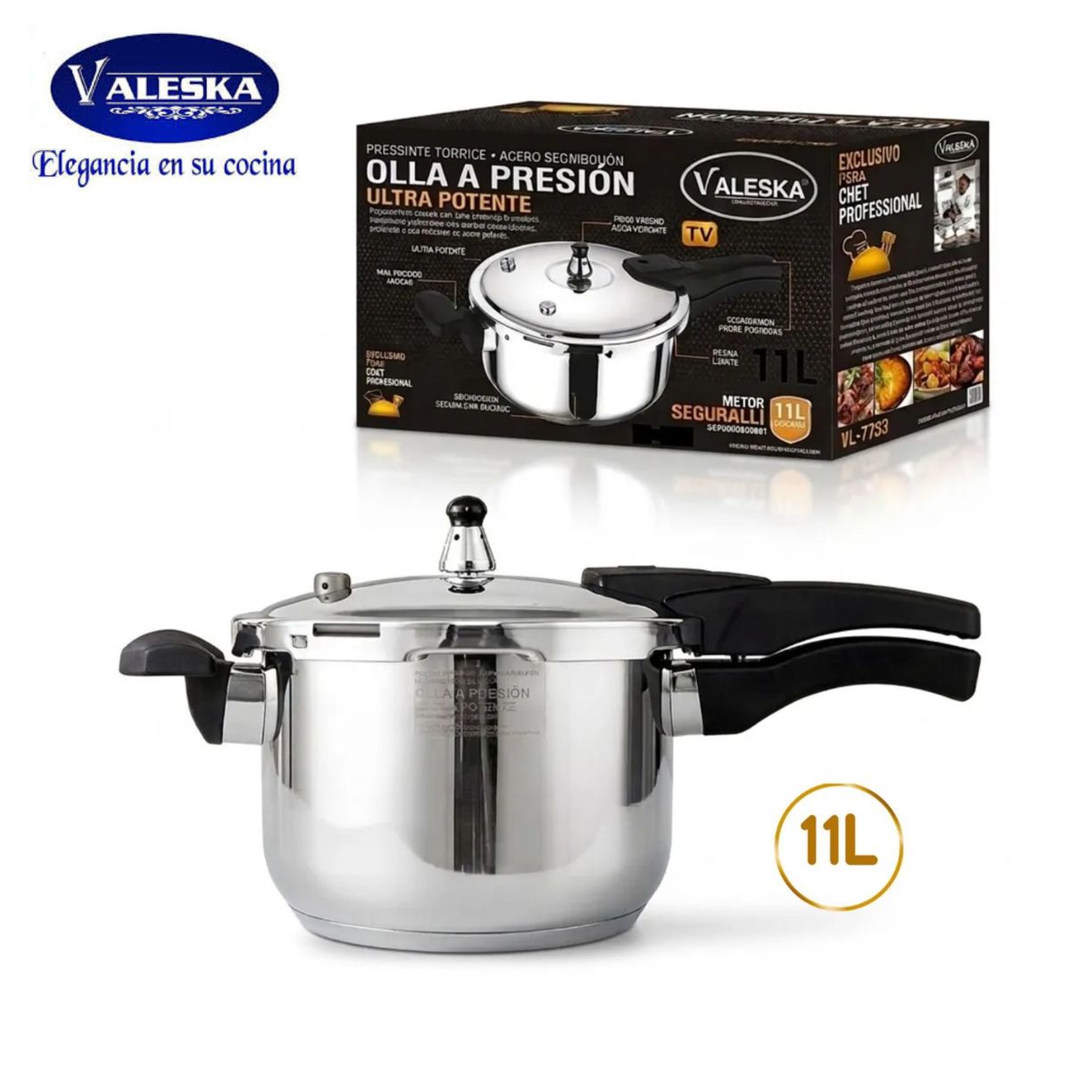 GENERICO - Olla a presión Valeska de acero inoxidable 11 litros