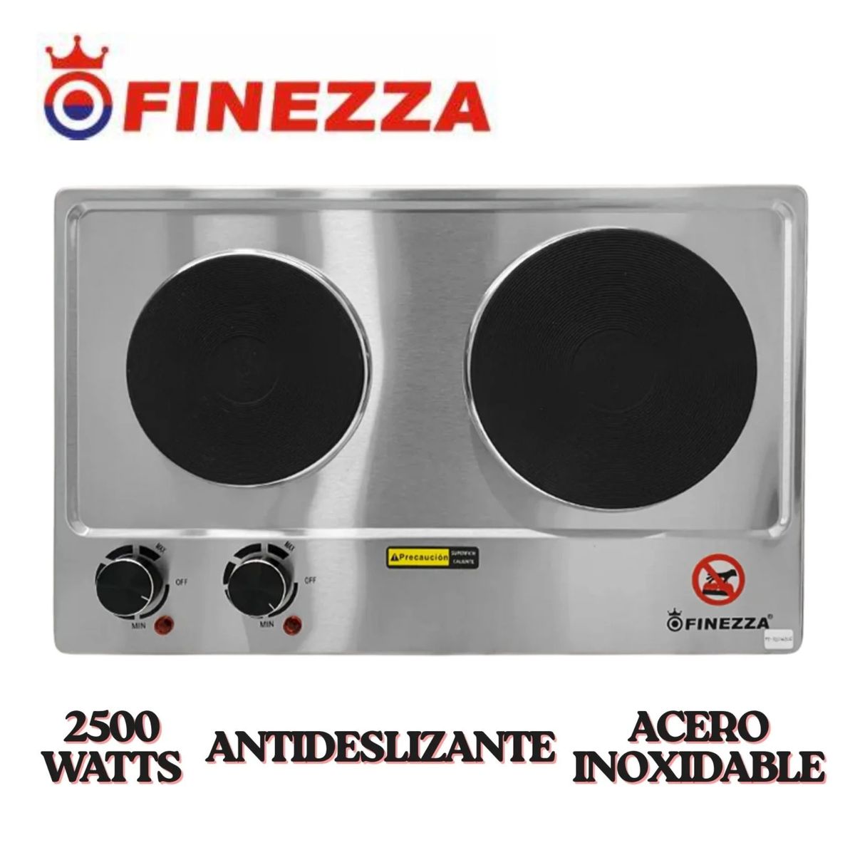 FINEZZA - Cocina eléctrica FINEZZA acero inoxidable 2500 W 2 hornillas FZ-320H2CE