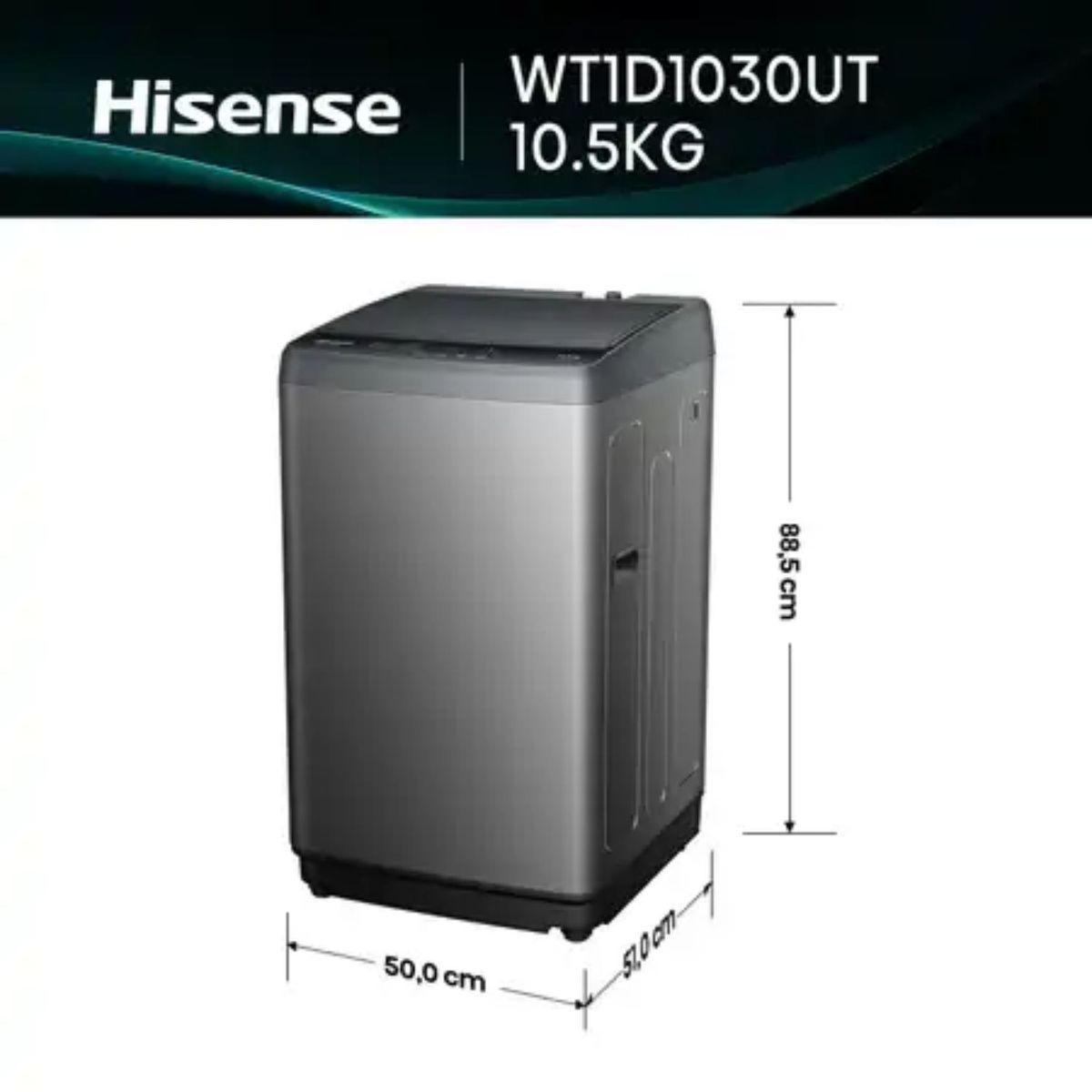 Hisense - Lavadora Hisense Carga Superior 10.5kg WT1D1030UT