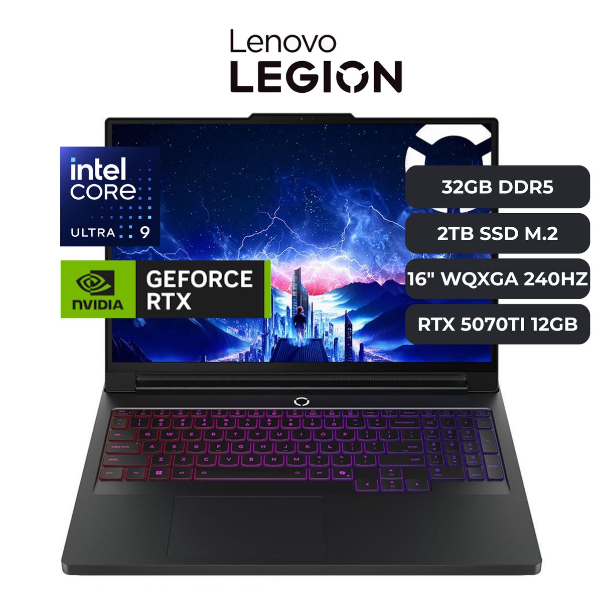 LENOVO - LENOVO Legion Pro 7 Core Ultra 9 275HX, RTX 5070 TI 12GB, 32GB DDR5, 2TB SSD, 16" WQXGA 240HZ