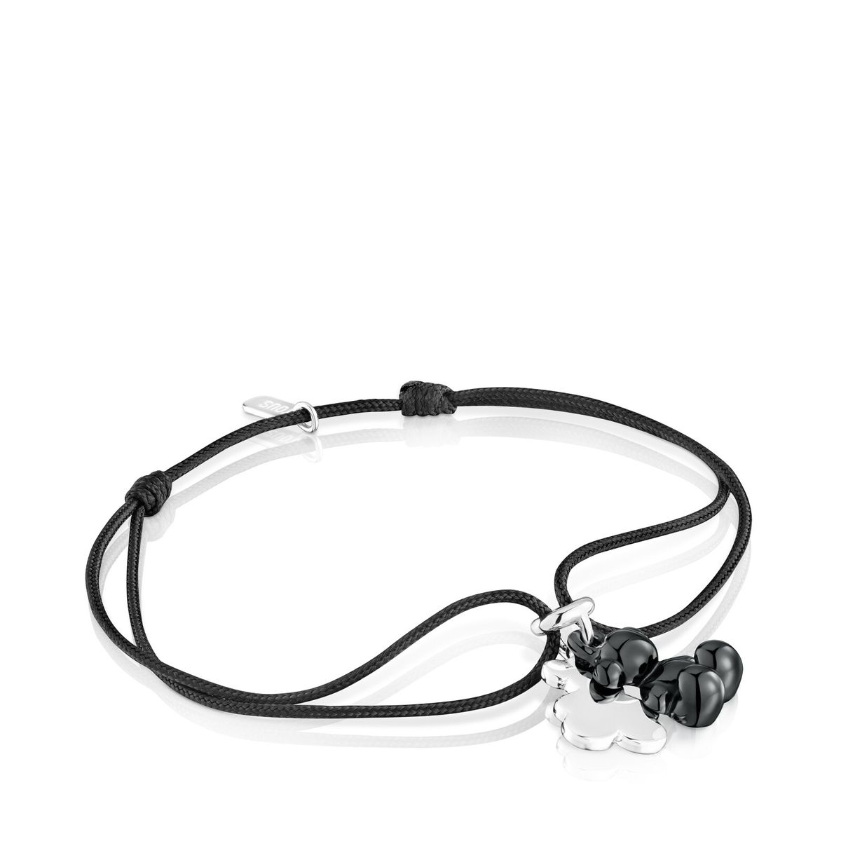 TOUS - Pulsera Plata Ceramica Negra Cordon Pl