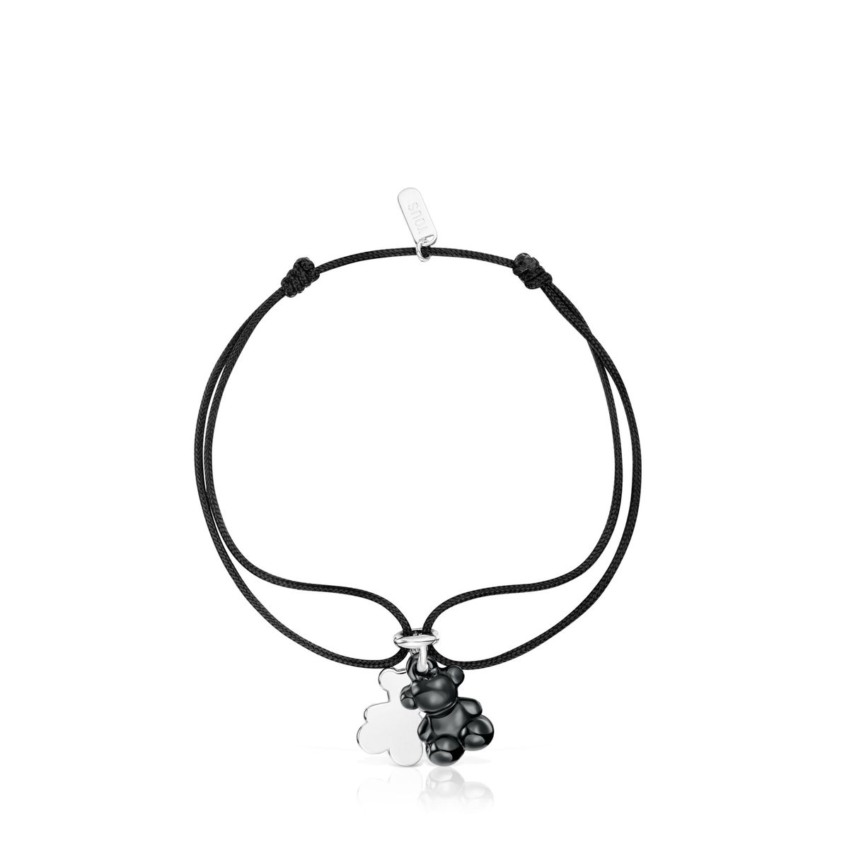 TOUS - Pulsera Plata Ceramica Negra Cordon Pl