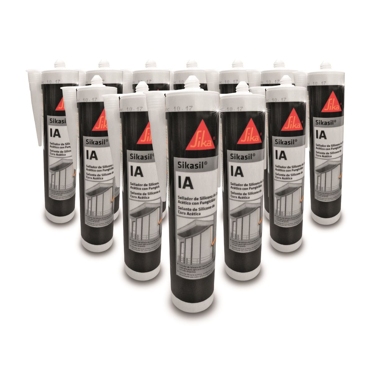 SIKA - Pack 12 unidades Sikasil IA  Transparente - Sellante de silicona multiuso para vidrios y ventanas 280 ml