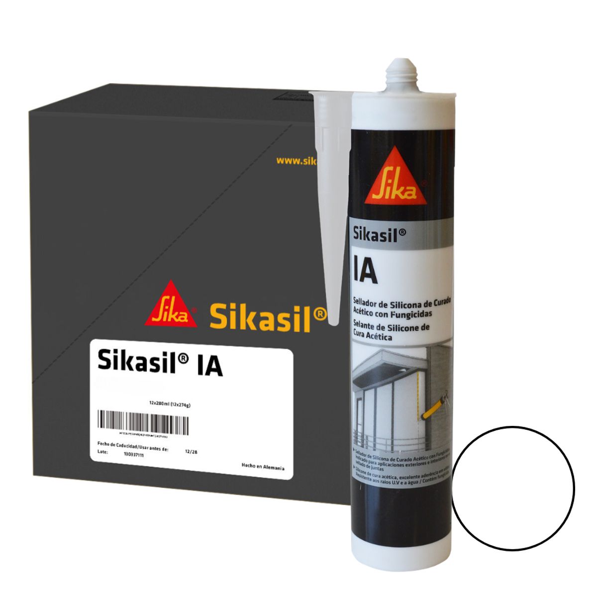 SIKA - Pack 12 unidades Sikasil IA  Transparente - Sellante de silicona multiuso para vidrios y ventanas 280 ml