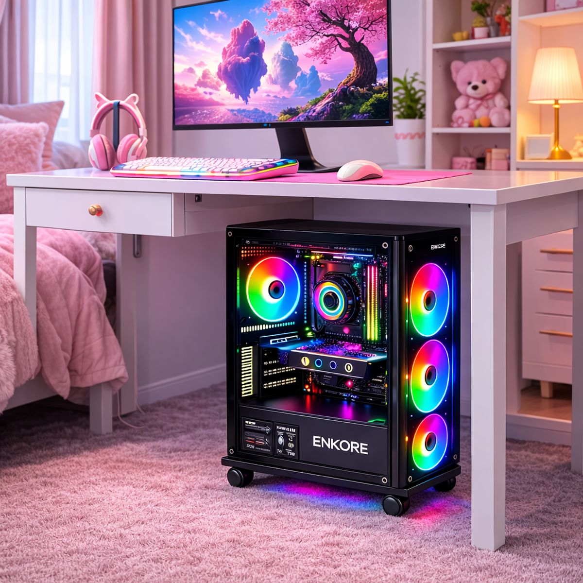 GENERICO - Soporte CPU con Ruedas Ajustable Base para Torre PC 22-28 cm Metal