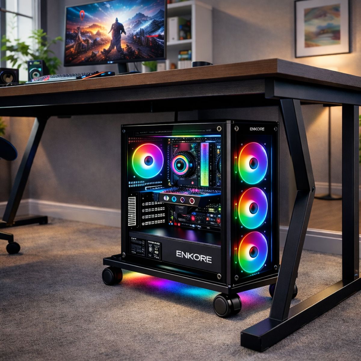 GENERICO - Soporte CPU con Ruedas Ajustable Base para Torre PC 22-28 cm Metal