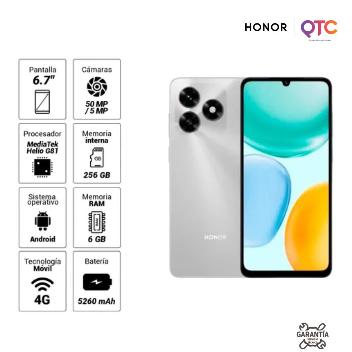 HONOR - Smartphone HONOR X5c Plus 4GB RAM 256GB Meteor Silver