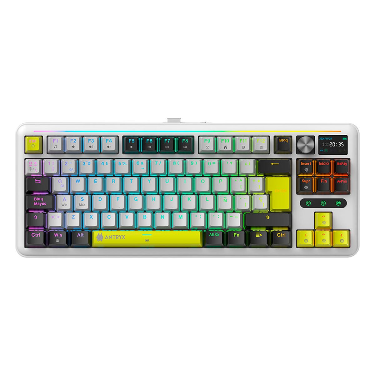 ANTRYX - TECLADO MECANICO INALAMBRICO ANTRYX TK950 PRO WHITE, RED SWITCH GATERON, 2.4G, BT ATK-950PWGRE-SP