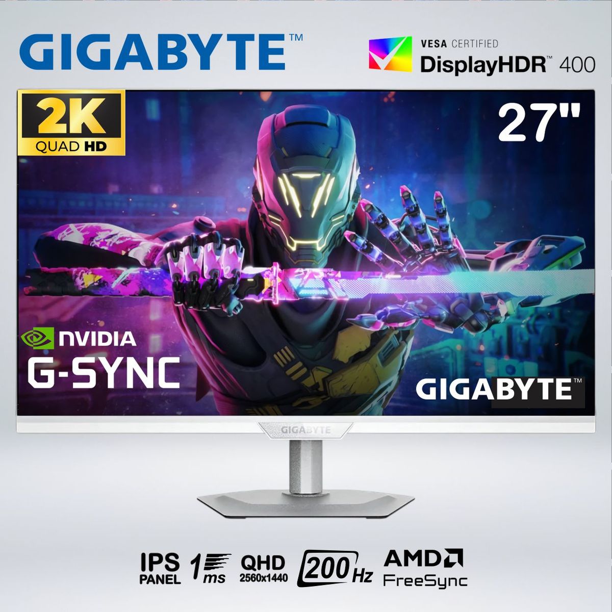 GIGABYTE - MONITOR GAMER M27Q2 QD ICE QHD 27 " IPS 200hz 1ms HDR400 NVIDIA G SYNC PIVOTE