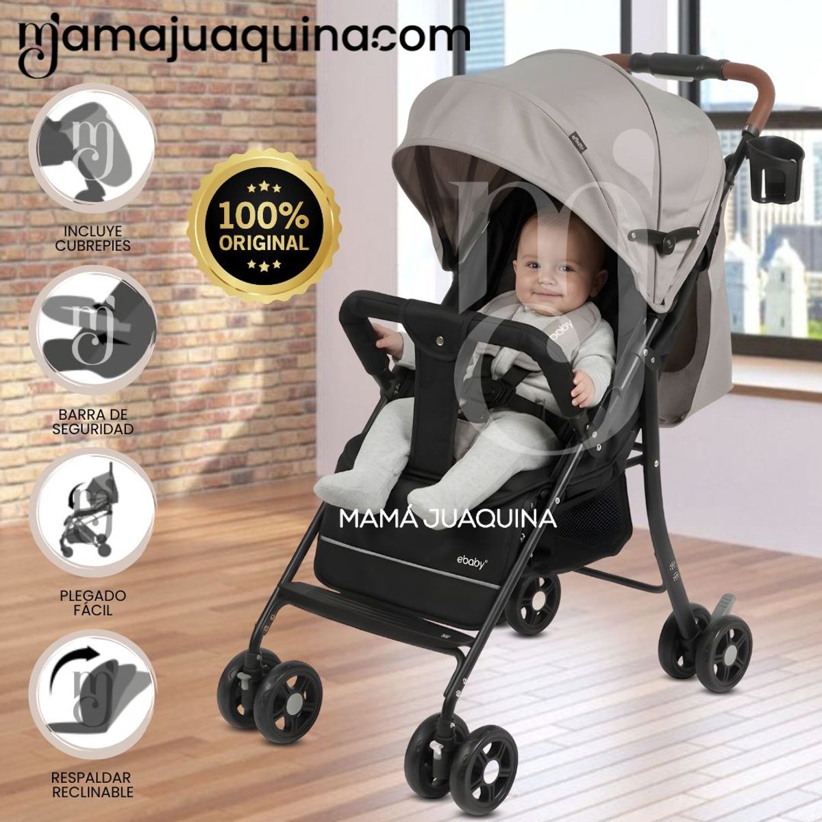 Baby - Coche Cuna Diseño Sofisticado «MADDOX II» Edición Exclusiva Beige