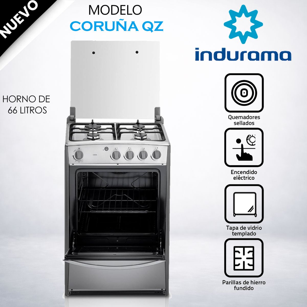 INDURAMA - Cocina a Gas Indurama Coruña QZ 4 Hornillas