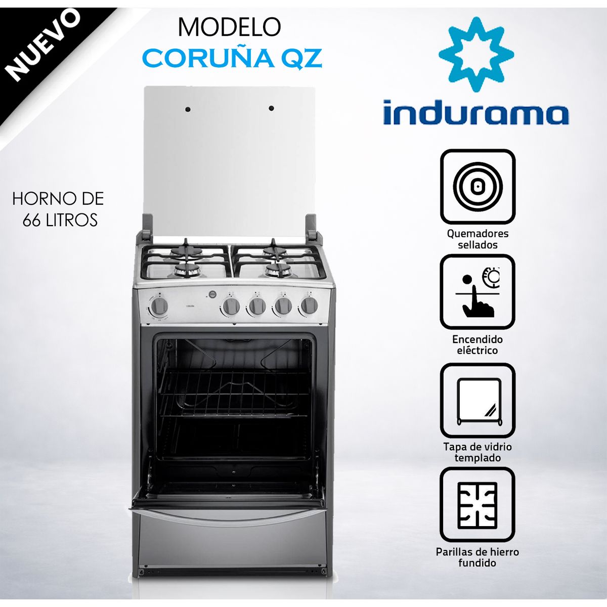INDURAMA - Cocina a Gas Indurama Coruña QZ 4 Hornillas