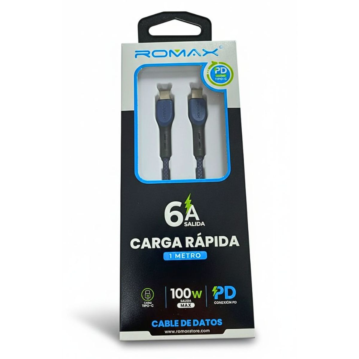 ROMAX - CABLE 6A TIPO C-C 100W 1M AZUL