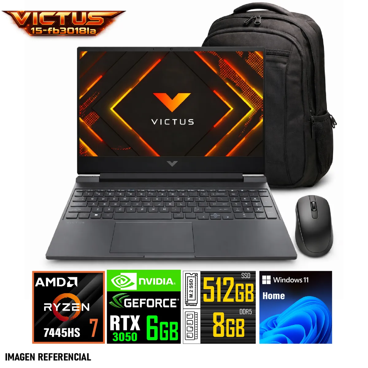 HP - Laptop Gamer HP Victus 15 15.6" FHD AMD Ryzen 7 7445H 8GB RAM 512GB SSD NVIDIA RTX 3050 Windows 11