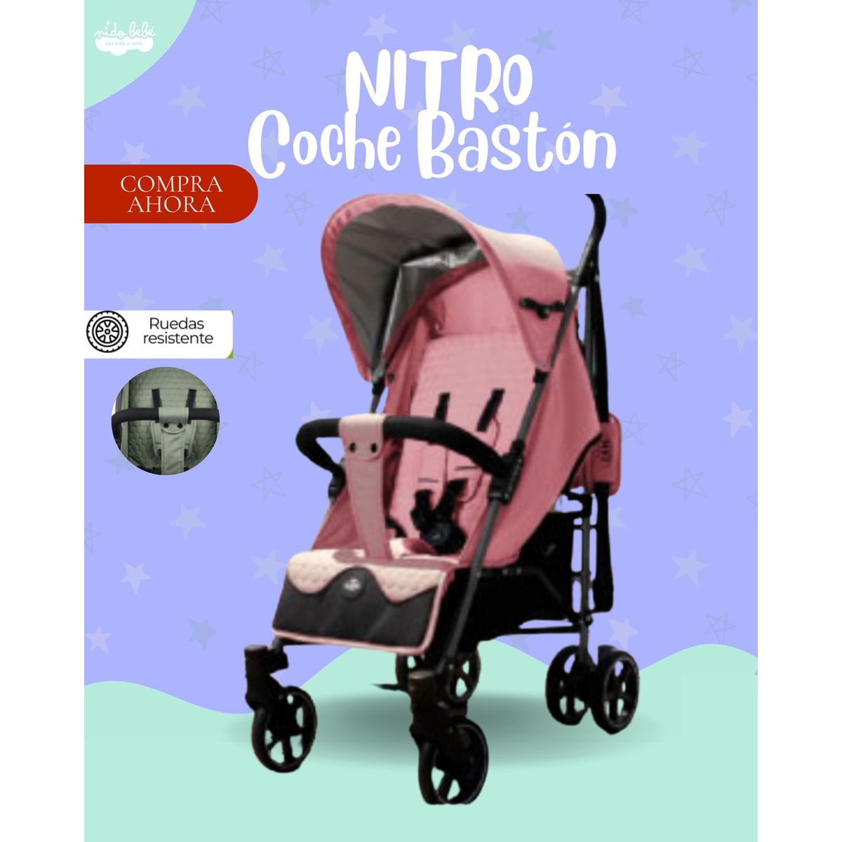 Coche Baston NITRO Color Rosado - PREMIUM, marca GENERICO - Foto Principal