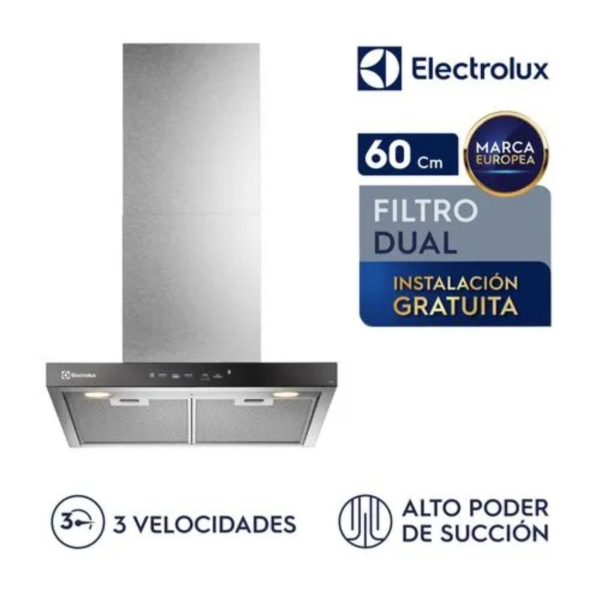 ELECTROLUX - Campana Empotrable Electrico Decorativa 60CM Silver CE6TF