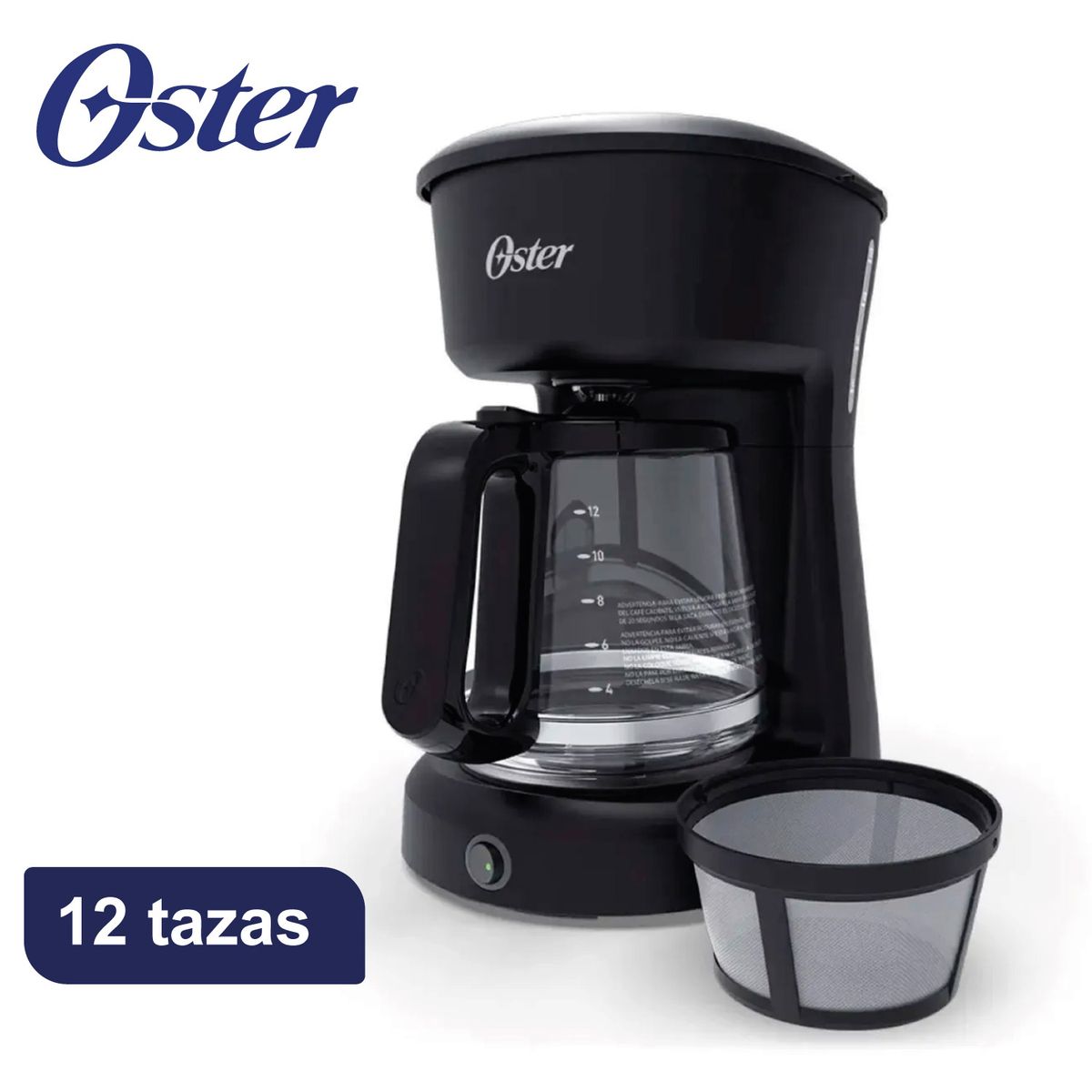 OSTER - - Cafetera Oster De 12 Tazas Con Filtro Permanente ON/OFF BVSTDCS12B