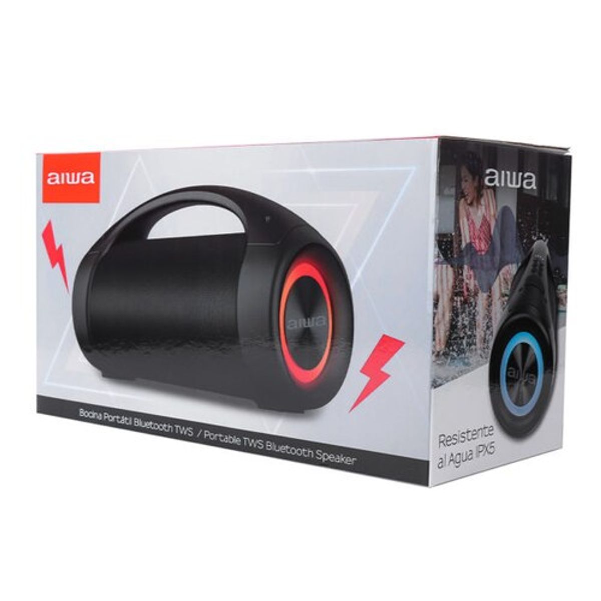 AIWA - AIWA AWS600BT - PARLANTE BLUETOOTH PORTATIL CON LUCES RGB - 20 WATTS