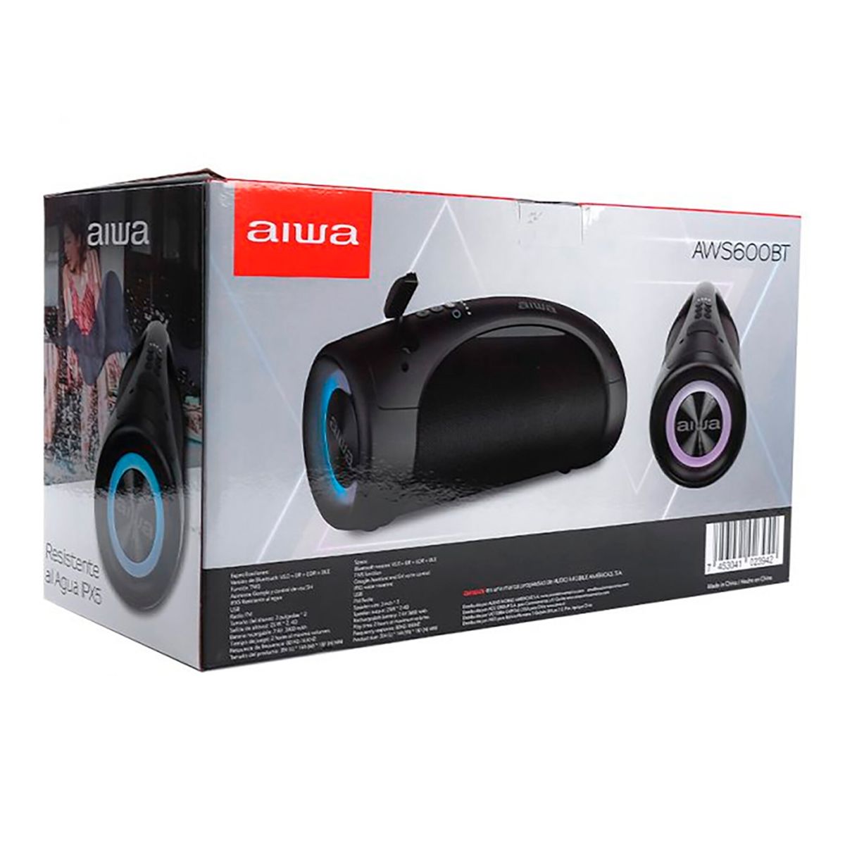 AIWA - AIWA AWS600BT - PARLANTE BLUETOOTH PORTATIL CON LUCES RGB - 20 WATTS