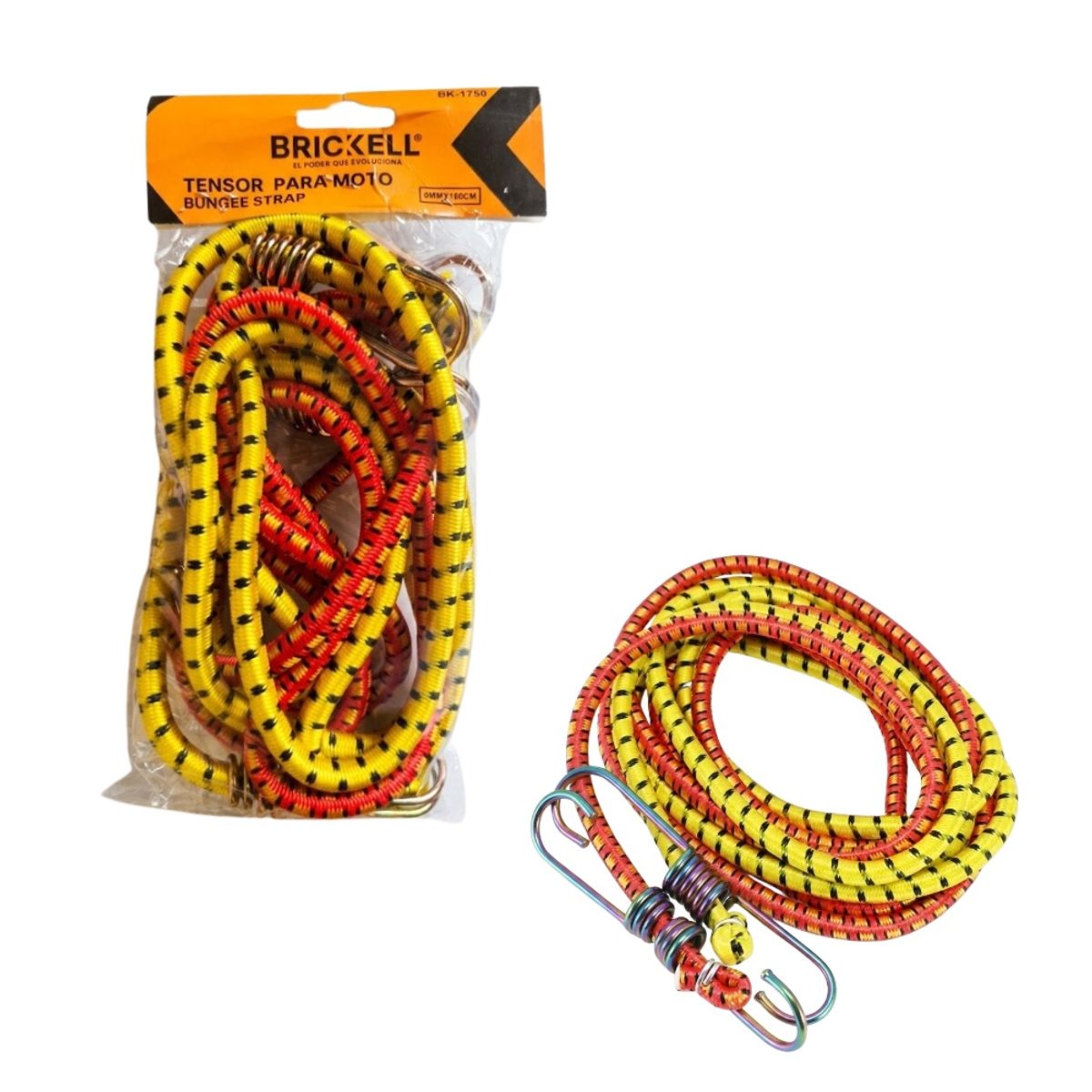GENERICO - "Cuerda Tensor Elastica con Clip Mosqueton para Moto 180cm  2 juegos  Amarillo y Rojo BK-1750	"