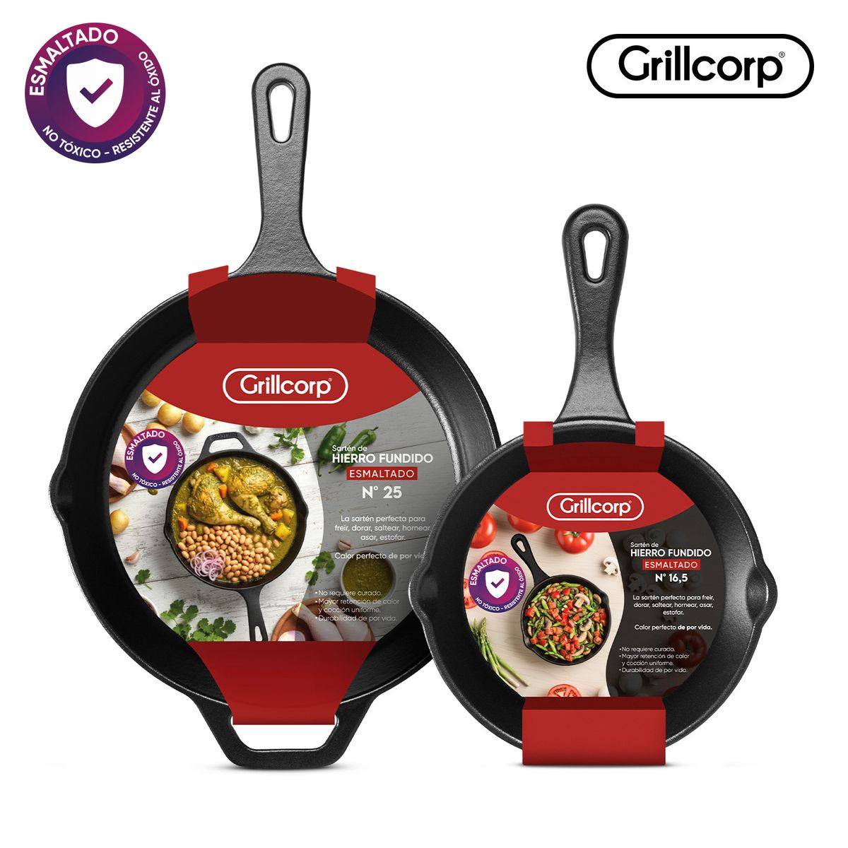 Sartenes Grillcorp HF Esmaltado N°16.5 + N°25, marca GRILLCORP - Foto Principal