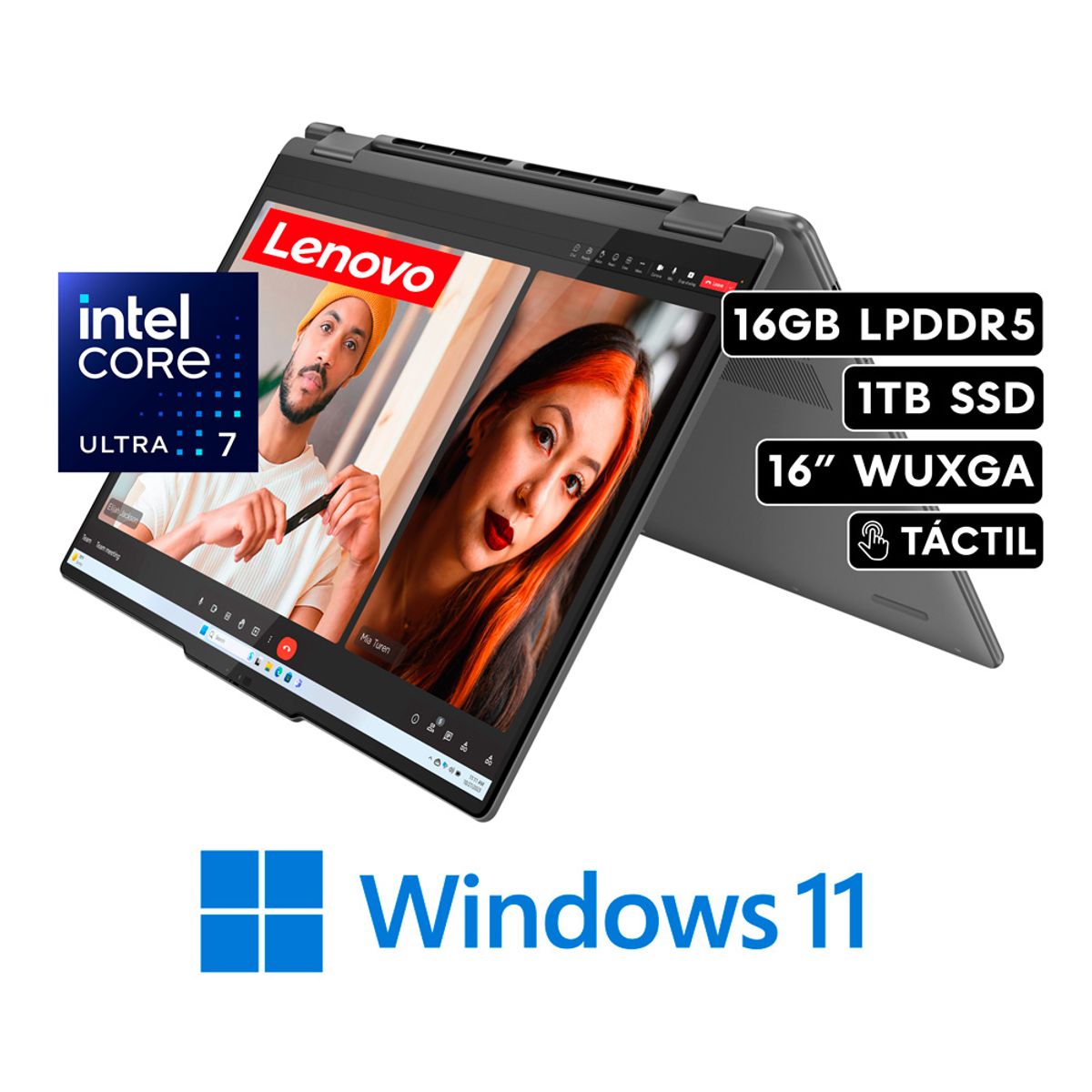 LENOVO - Laptop Lenovo Yoga 7 2-en-1 16IML9 - Core Ultra 7 155U RAM 16GB Disco 1TB SSD 16" WUXGA Táctil W11