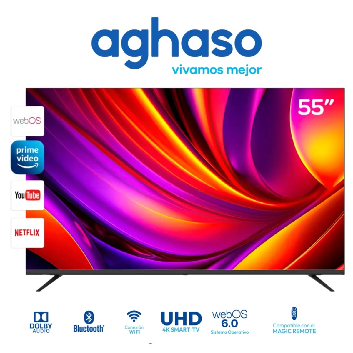 AGHASO - TELEVISOR AGHASO 55 4K UHD MOD ATVo-W5524+ REGALO