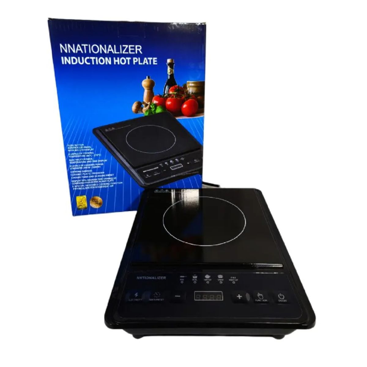 NATIONALIZER - Cocina Inducción de 1 Hornilla NNATIONALIZER NN-ALPI05 de 2000W - Negro