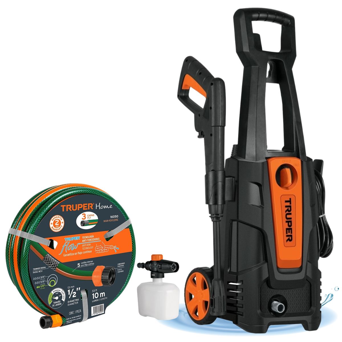 Hidrolavadora alta presion 1800PSI manguera 10m HIDROLAVADORA TRUPER, marca TRUPER - Foto Principal