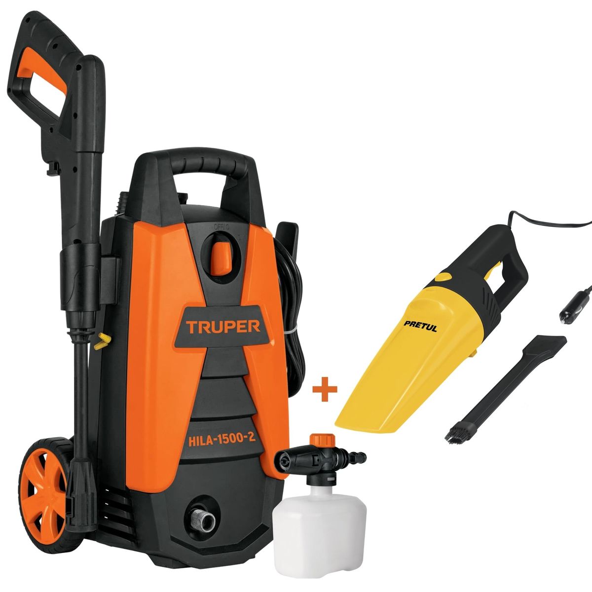 TRUPER - Combo hidrolavadora 1500PSI aspirador 12V