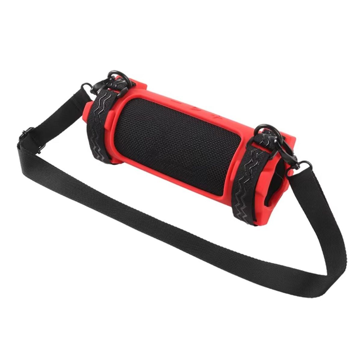 GENERICO - FUNDA CASE PROTECTOR SILICONA CON CORREA PARA JBL FLIP 7 ROJO