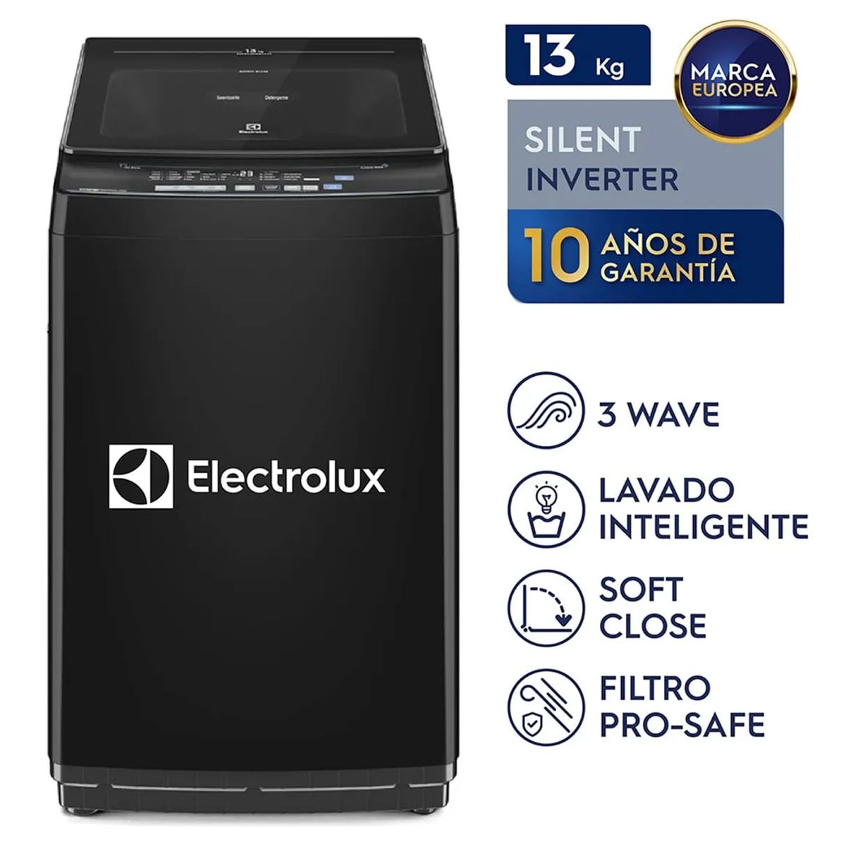 ELECTROLUX - Lavadora Electrolux Carga Superior 13 kg Efficient Negro EWIJ13F2XSYB