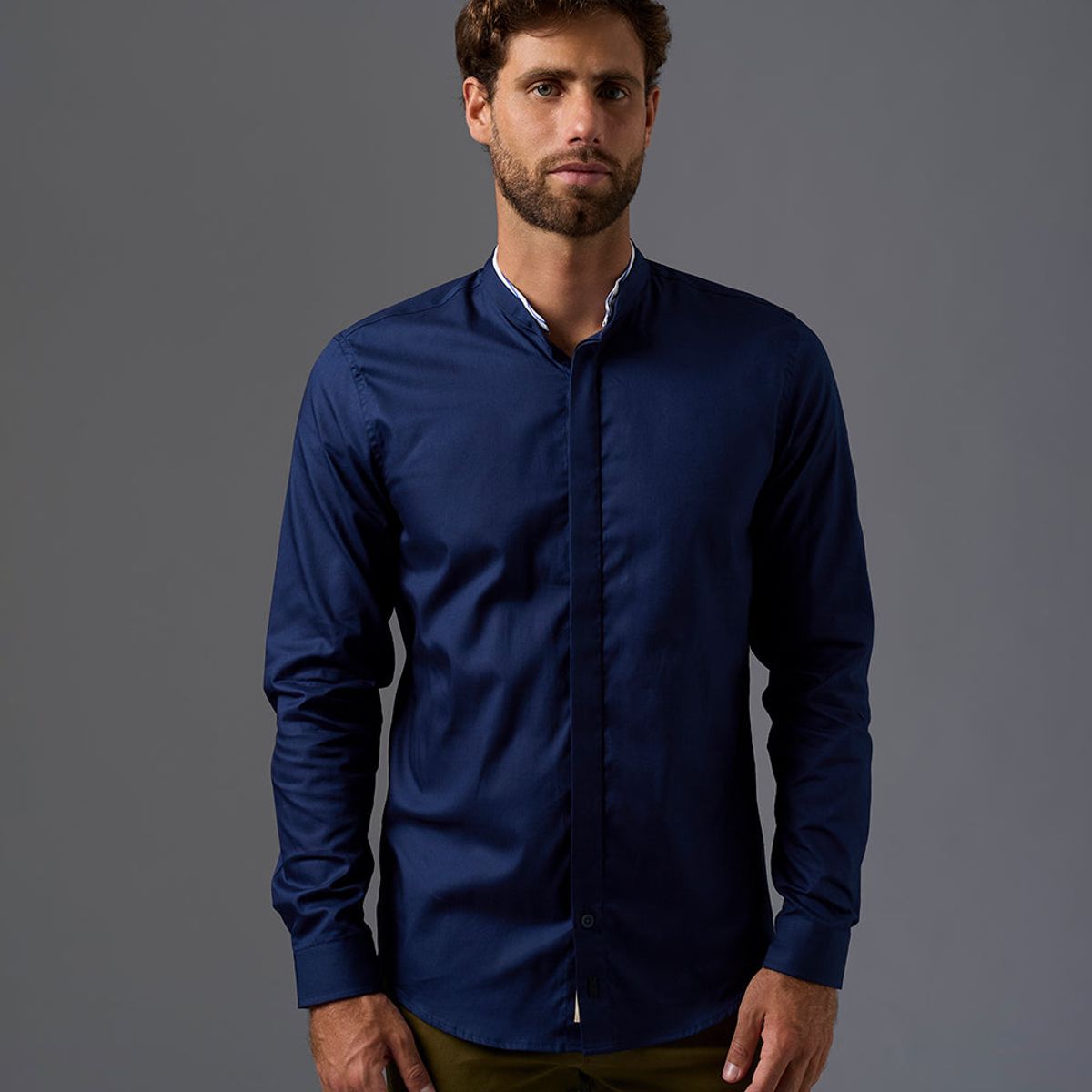 Mbo - Camisa Manga Larga 100% Algodón Slim Fit Hombre MBO