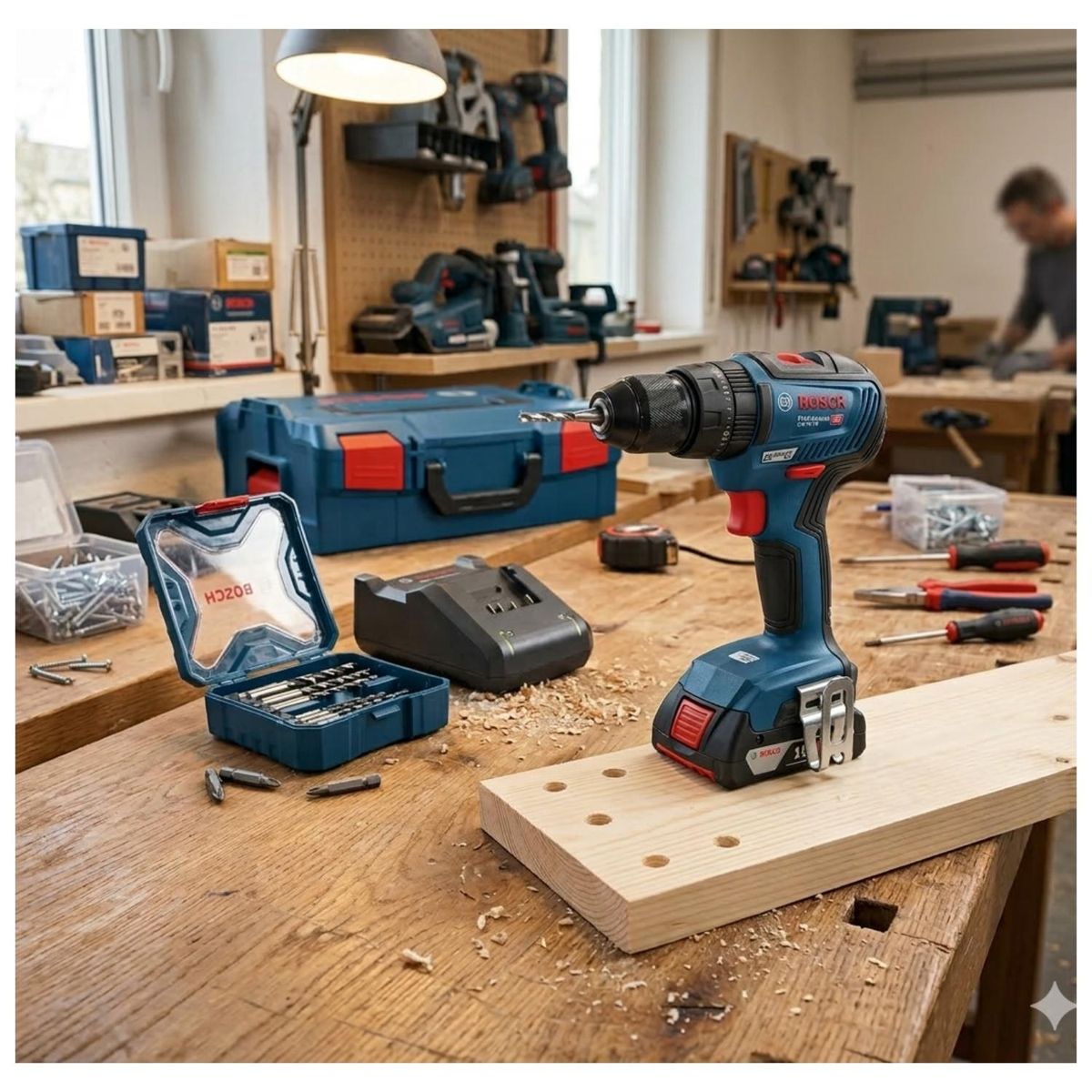 BOSCH - Taladro Percutor 1/2" 18V Brushless + 1bat + Set 34pcs Bosch