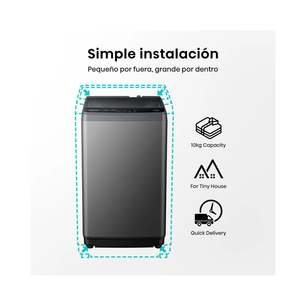 HISENSE - Lavadora Hisense Carga Superior 10.5kg WT1D1030UT