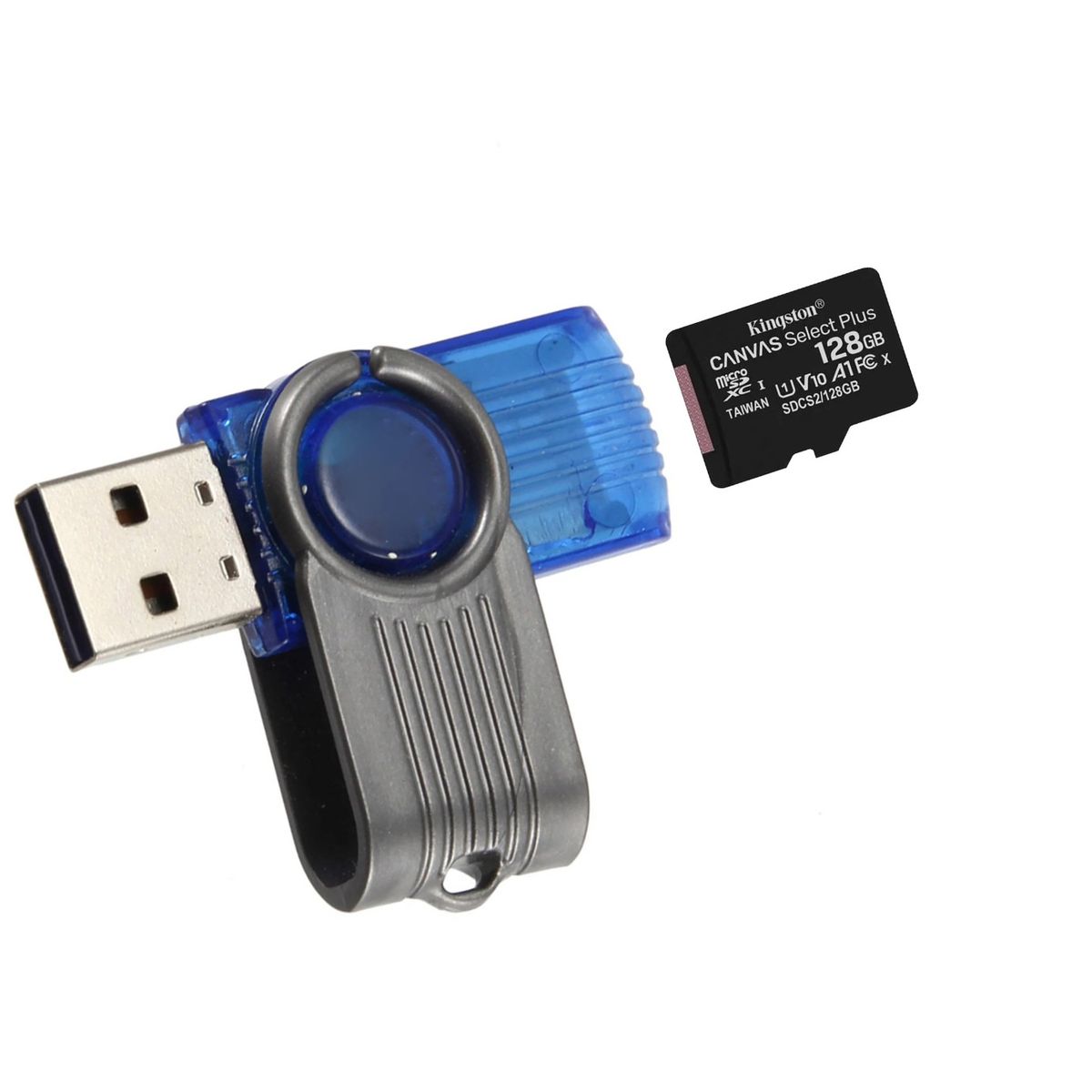 GENERICO - Lector De Memoria Micro SD Giratorio Interfaz USB Color Azul