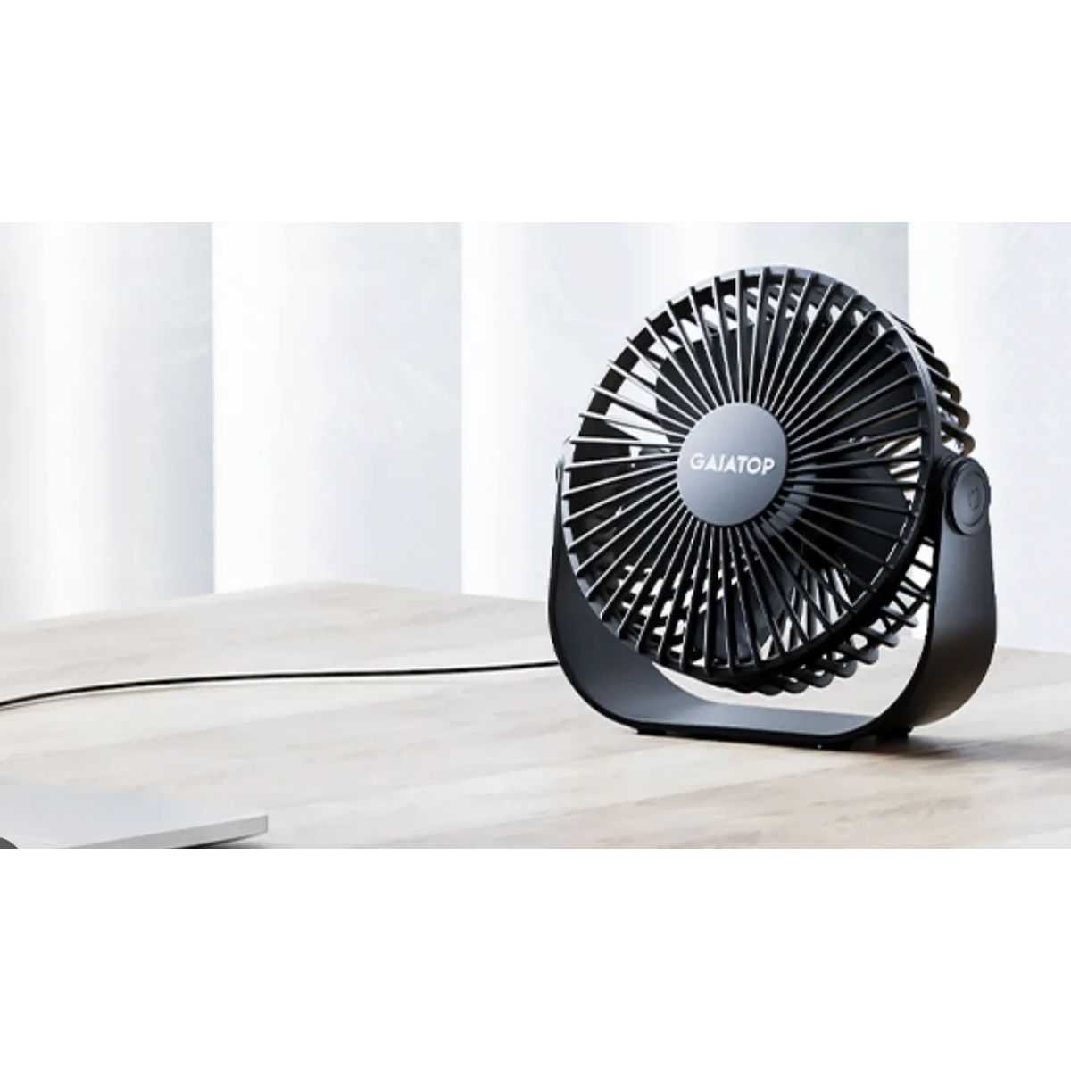 GENERICO - VENTILADOR PORTATIL 12CM DIAMETRO CON LUZ LED PARA ESCRITORIO, CARGADOR USB