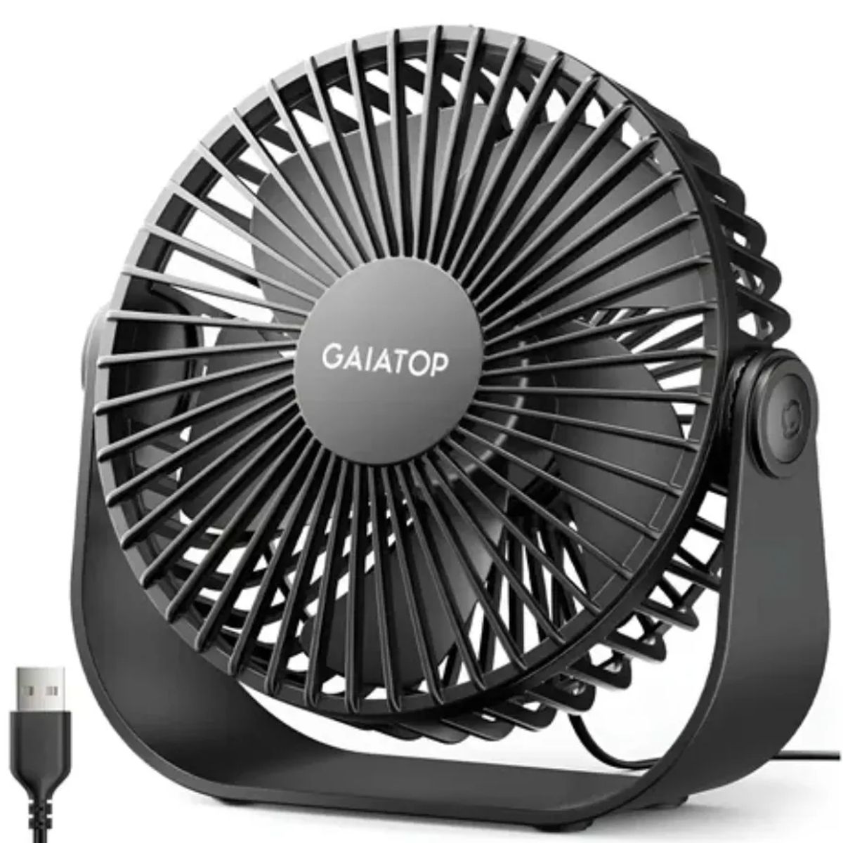 GENERICO - VENTILADOR PORTATIL 12CM DIAMETRO CON LUZ LED PARA ESCRITORIO, CARGADOR USB