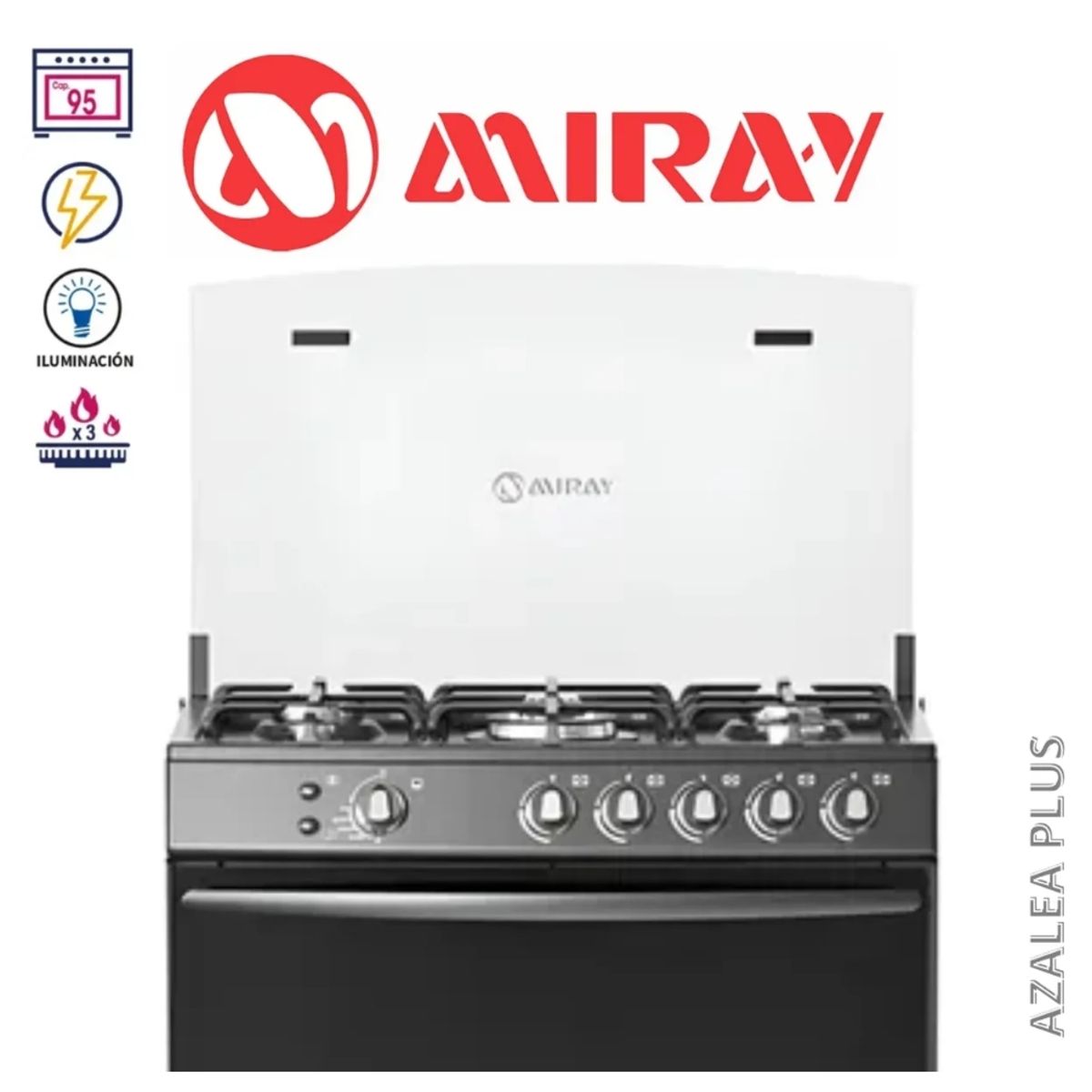 MIRAY - COCINA MIRAY 5 HORNILLAS NEGRO MOD AZALEA PLUS
