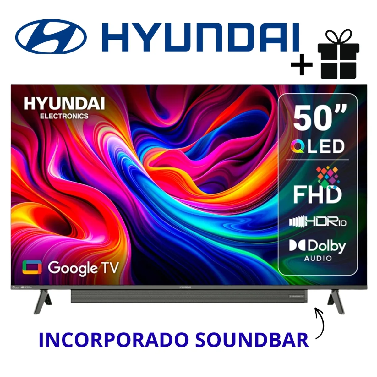 HYUNDAI - TELEVISOR 50 HYUNDAI QLED INCORPORADO SOUNDBAR MOD HYLED5029QFG+ REGALO A. DIGITAL