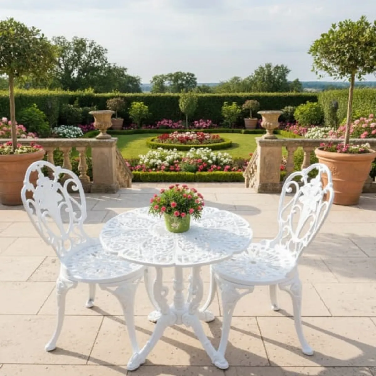 DMUEBLES COMEDOR TERRAZA JARDIN PARQUE MANCORA 4 SILLAS ALUMINO BLANCO, marca DMUEBLES - Foto Principal