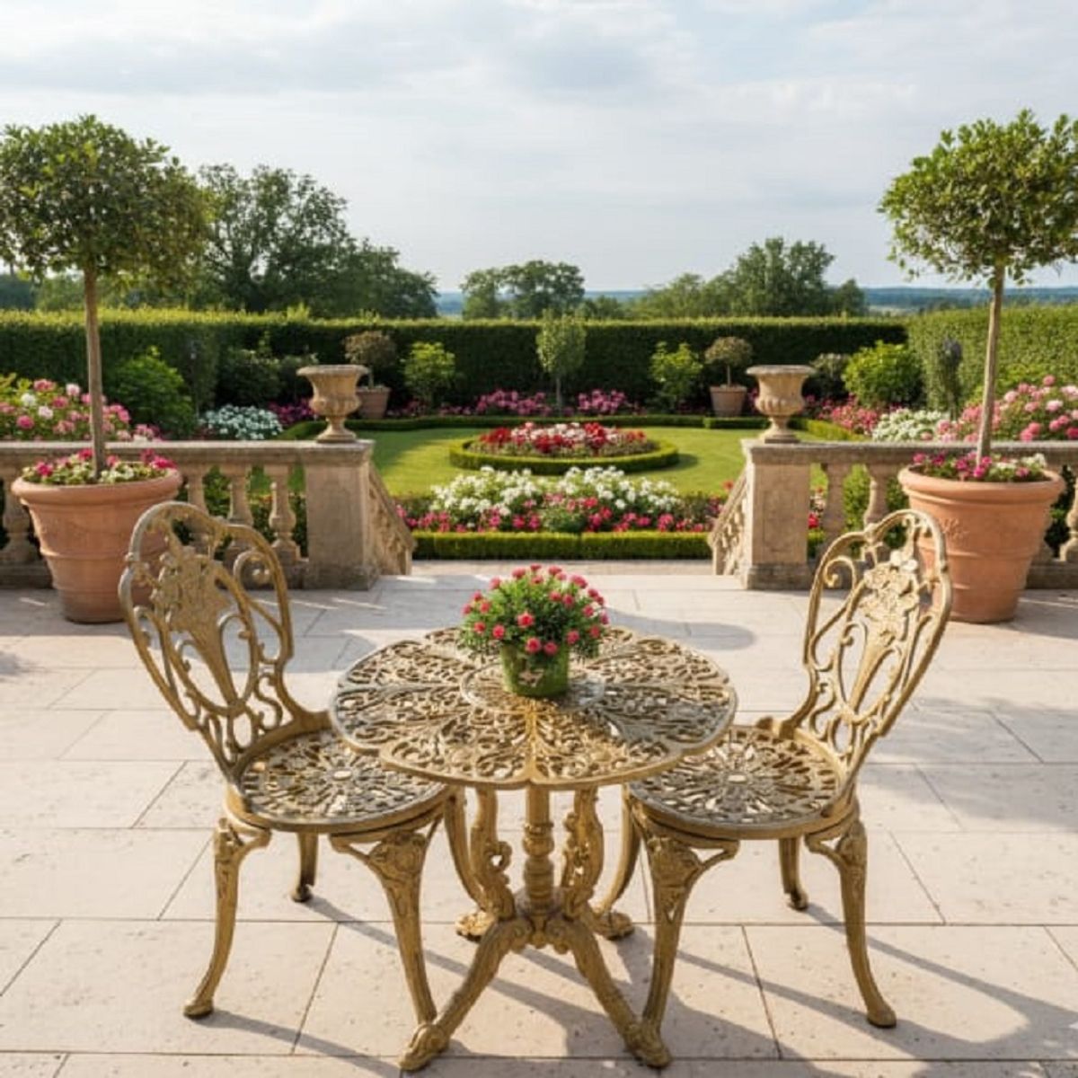 DMUEBLES COMEDOR TERRAZA JARDIN PARQUE MANCORA 4 SILLAS ALUMINO DORADO, marca DMUEBLES - Foto Principal